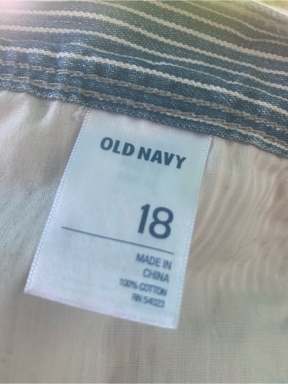 Old Navy Blue and White Pinstripe Mini Jean Skirt - Picture 6 of 6
